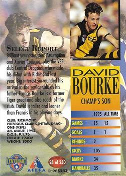 1996 Select AFL #28 David Bourke Back